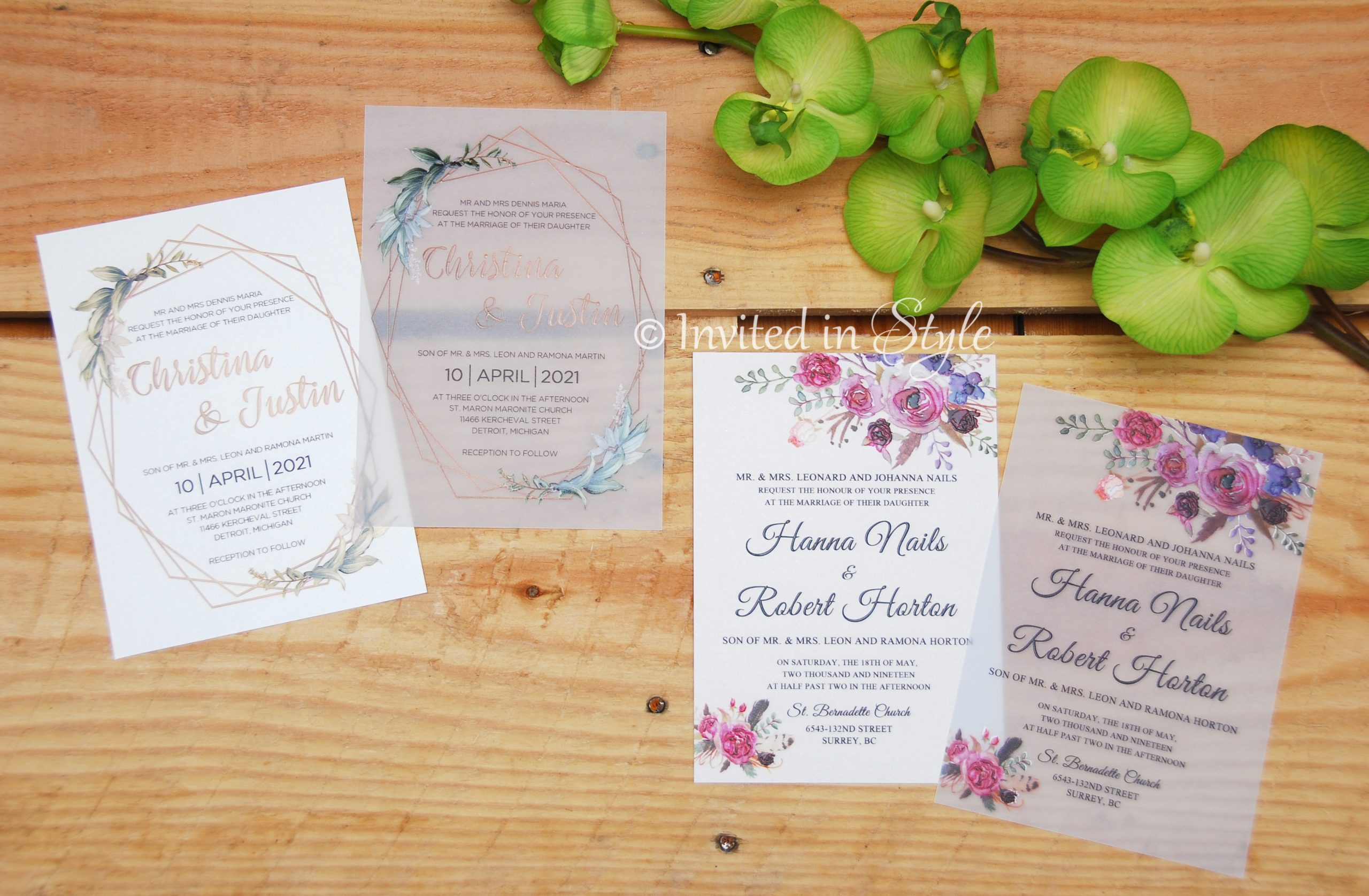 Vellum or cardstock with UV printing 