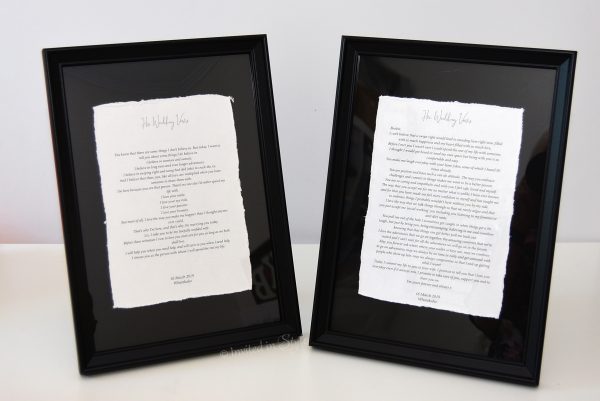 Framed Cotton Paper Wedding Vows - A4 size cards - Image 5