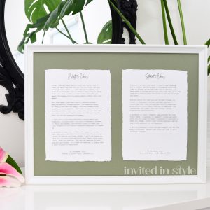 Framed Cotton Paper Wedding Vows - A5 size cards
