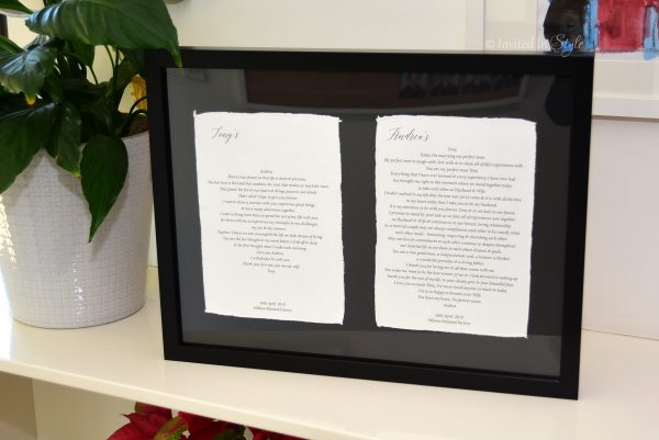 Framed Cotton Paper Wedding Vows - A4 size cards - Image 4