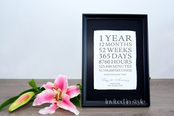 Framed Cotton Paper 1st Anniversary Gift
