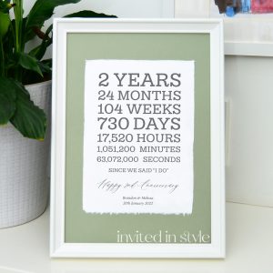 Framed Cotton Paper 2nd Anniversary Gift