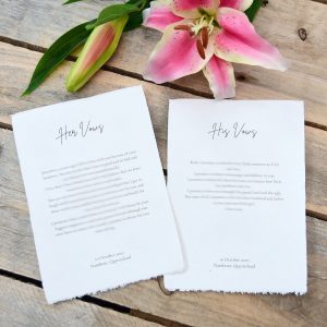 Cotton Paper Wedding Vows - Card/s only