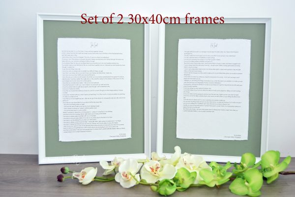 Framed Cotton Paper Wedding Vows - A4 size cards - Image 3