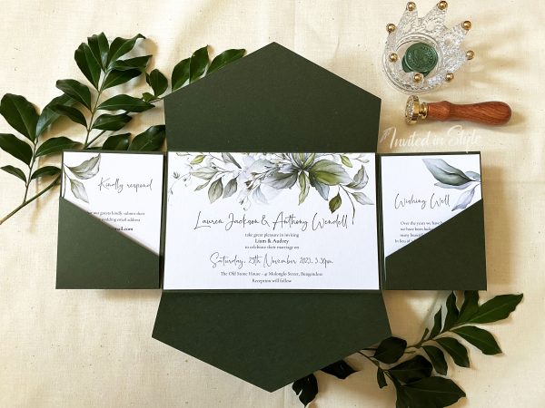 All-in-one invitation with greenery