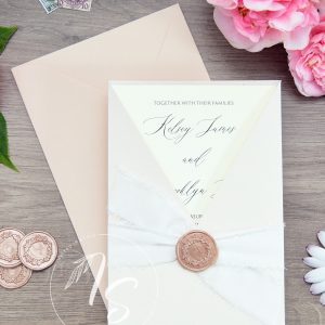 V pocket with wax seal & hand torn ribbon