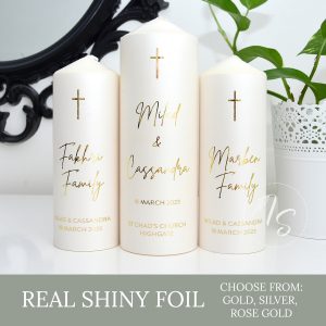 Foiled text with Cross