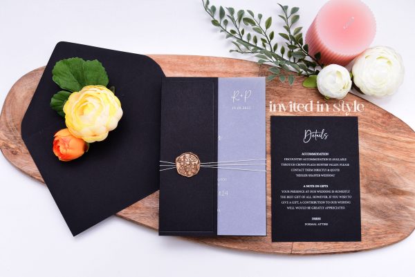 Half-fold wrap with wax seal - white ink - Image 3