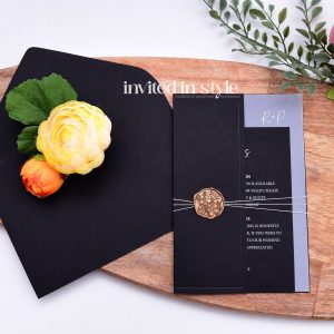 Half-fold wrap with wax seal - white ink
