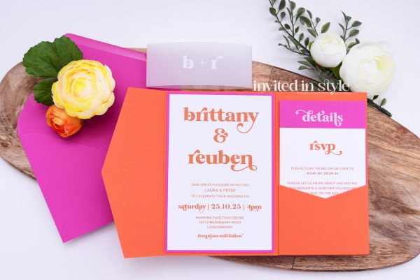 Hot pink & Orange Pocketfold