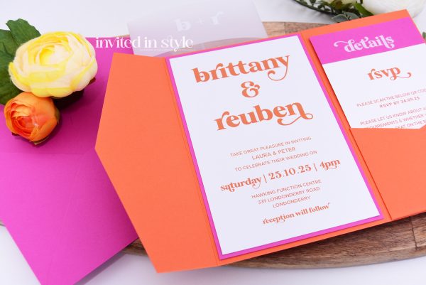 Hot pink & Orange Pocketfold - Image 5