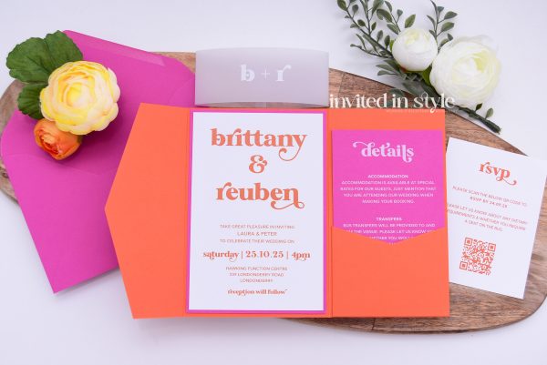 Hot pink & Orange Pocketfold - Image 4