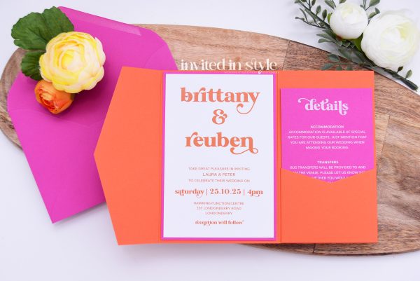 Hot pink & Orange Pocketfold - Image 3