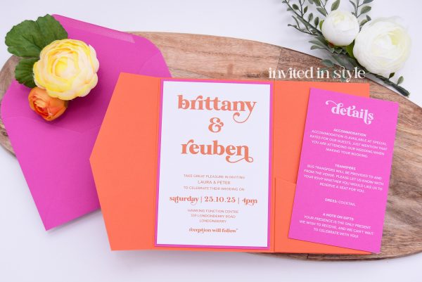 Hot pink & Orange Pocketfold - Image 2