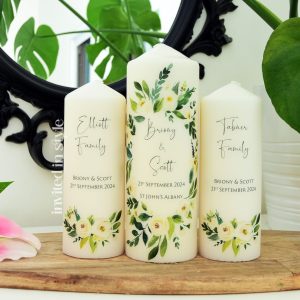Watercolour white & green florals