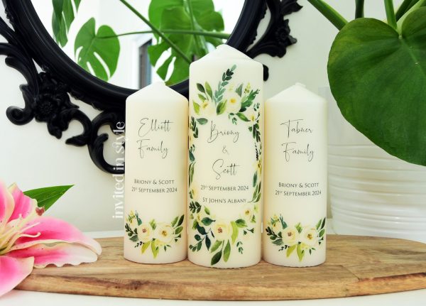 Watercolour white & green florals