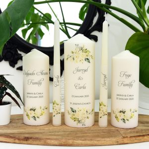 White roses & green florals