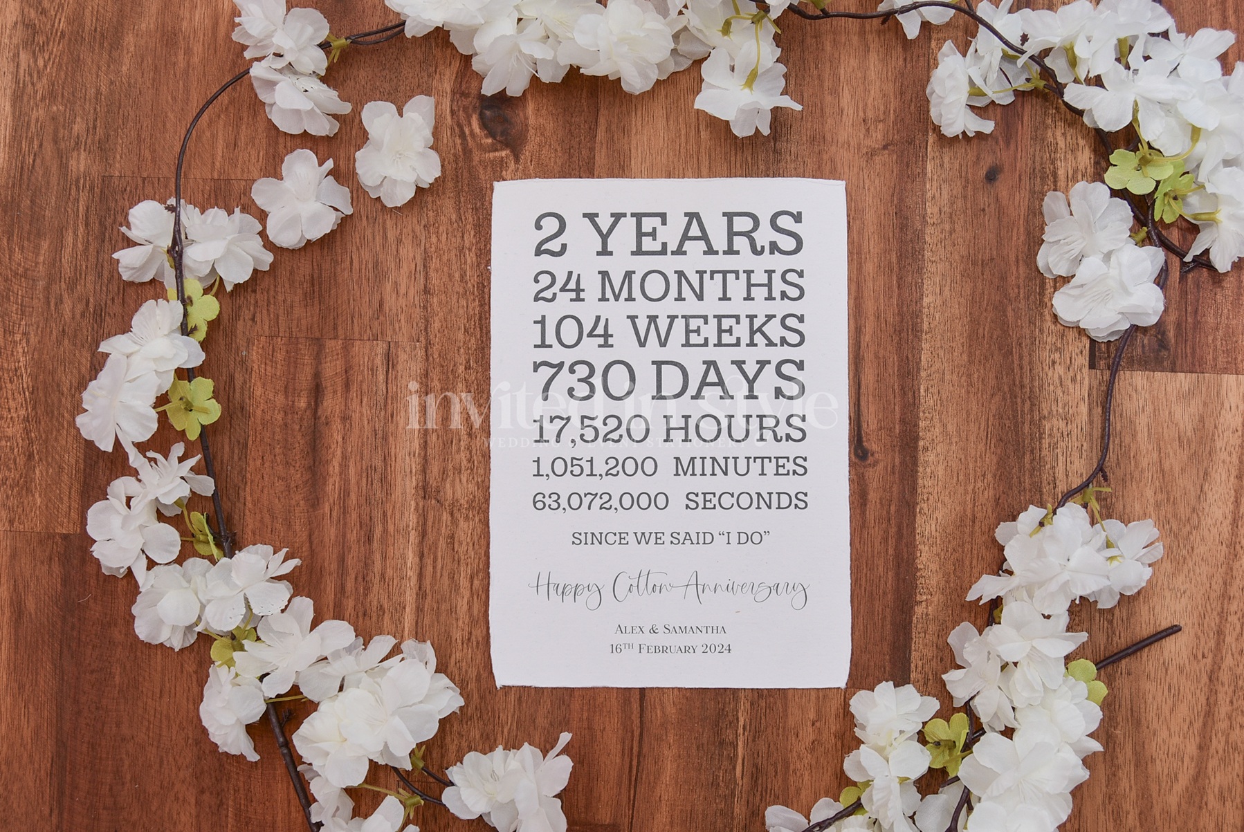 Cotton Paper 2nd Anniversary Gift - Card only - Image 2