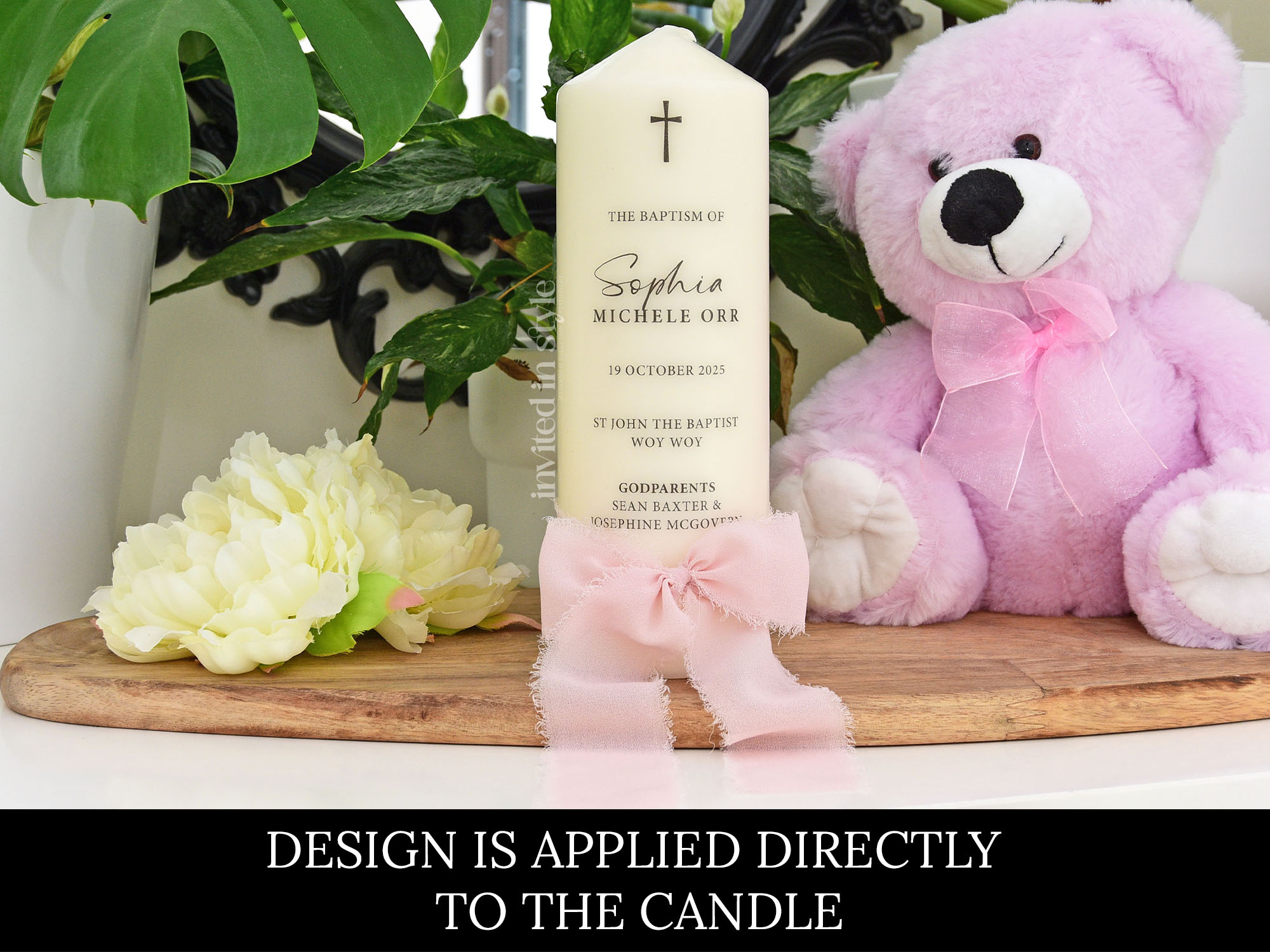 Embedded design with hand torn ribbon